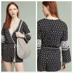 Anthropologie Black and White Patterned Romper